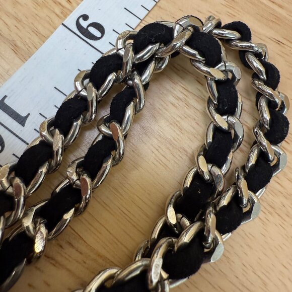 Guess Black & Silver Chain Tassel Necklace With Knot Design Adjustable Length Fa - Picture 12 of 12